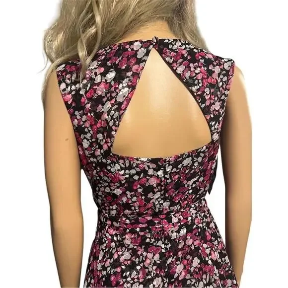 White House black market Fit Flare 4 Floral Black Feminine - Picture 7 of 10